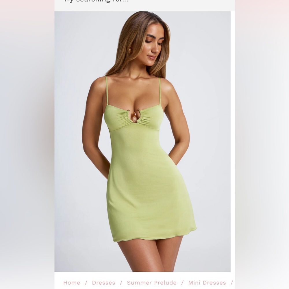 Oh Polly size L green mini dress